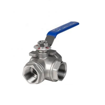 stainless steel/WCB tri Clamp Full Bore 3 Way Ball Valve 3 Way BSP Threaded Ball Valve With Pneumatic Actuator