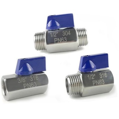 ISO9001 factory  stainless steel 316 mini ball valve with 201 handle 304 female/male mirror polished M*M thread end